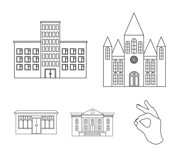 教堂医院咖啡馆博物馆建筑布景图片下载