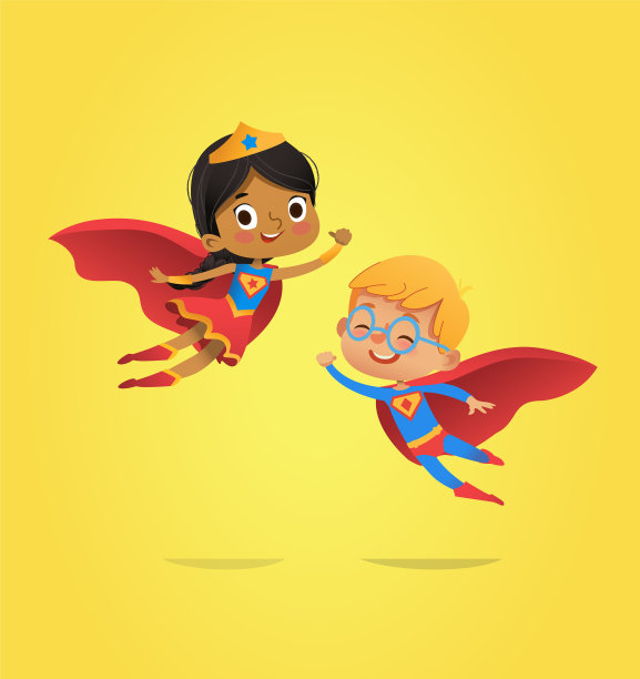 男孩和非裔美国女孩穿着服装图片下载