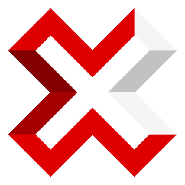 红色X字母形状的红色负号图标图片下载
