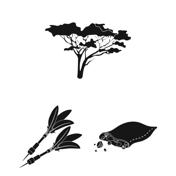 非洲狩猎黑色图标集合图片下载