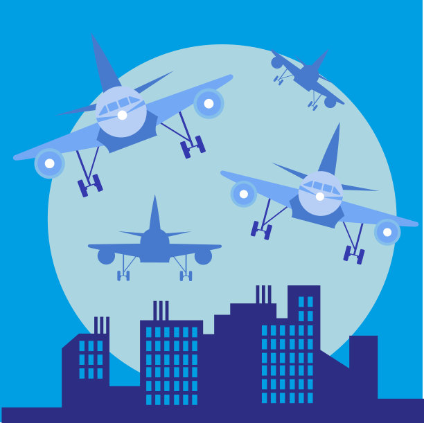 平面前的大城市剪影平展风格图片下载