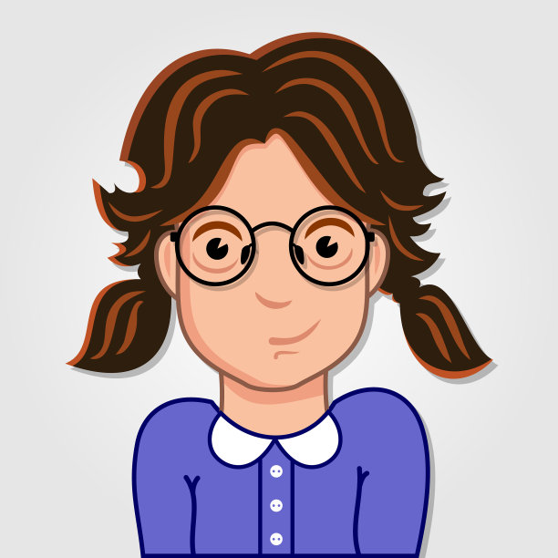 滑稽的卡通小女孩肖像戴着眼镜图片下载