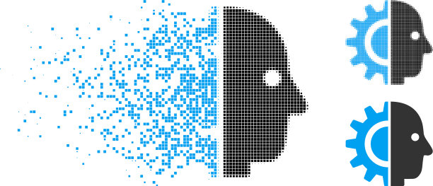 破碎的像素半色调电子头图标图片下载