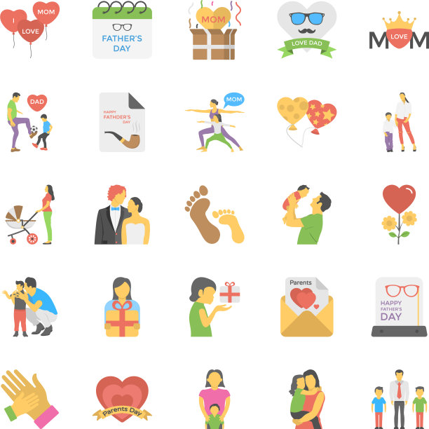扁平图标的父母日图片下载