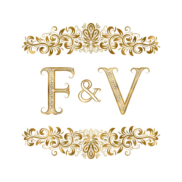 F和v vintage标志符号首字母图片下载