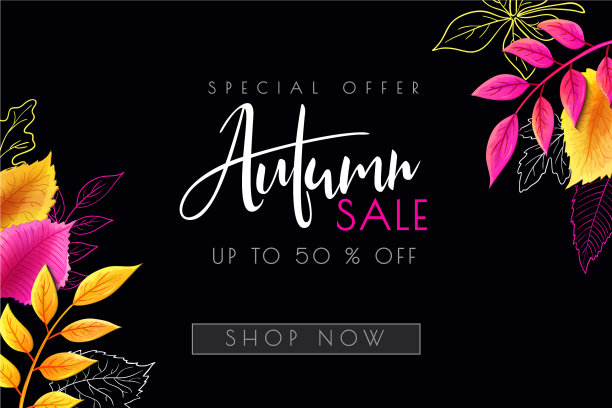 秋季销售横幅与手写和图片下载