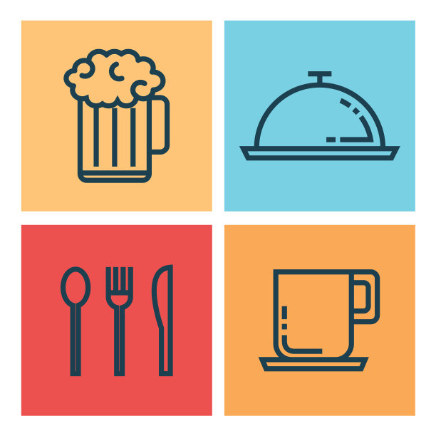 餐厅平面线条图标图片下载