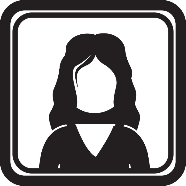 方形边框与剪影半身体工人图片下载