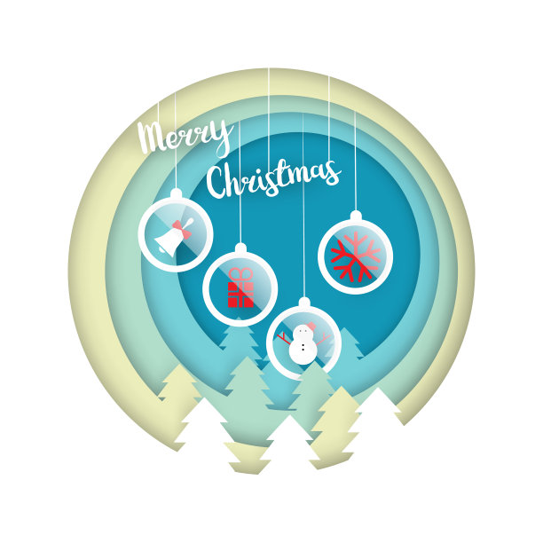 用圣诞球装饰圣诞快乐图片下载