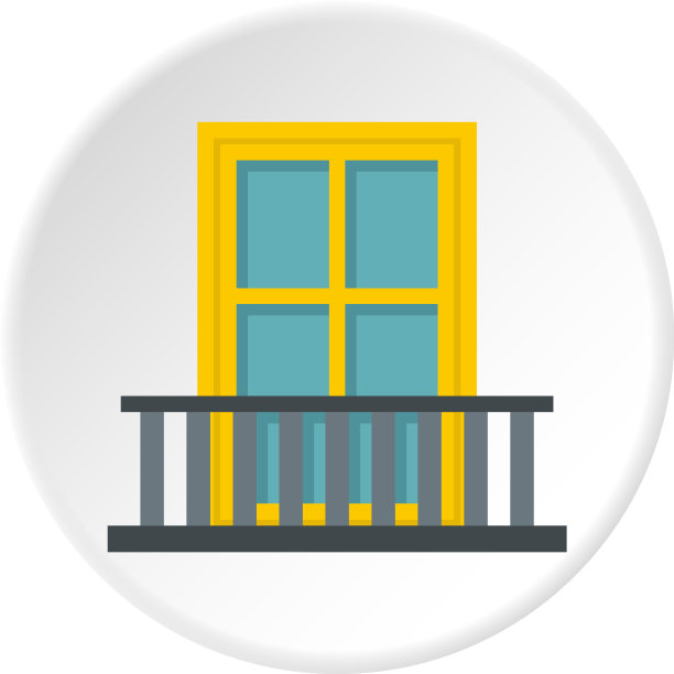 阳台用一个黄色窗口圆图标图片下载