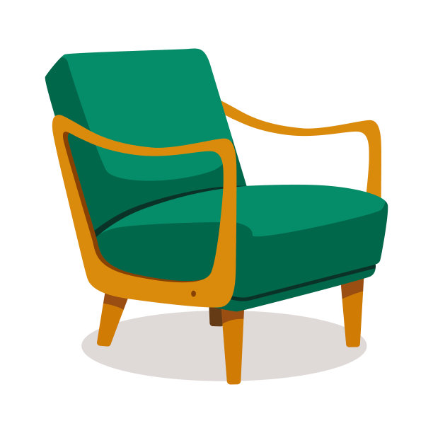 现代绿色软扶手椅与内饰图片下载