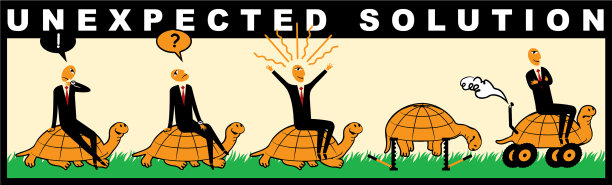 一个骑着乌龟的商人的漫画图片下载