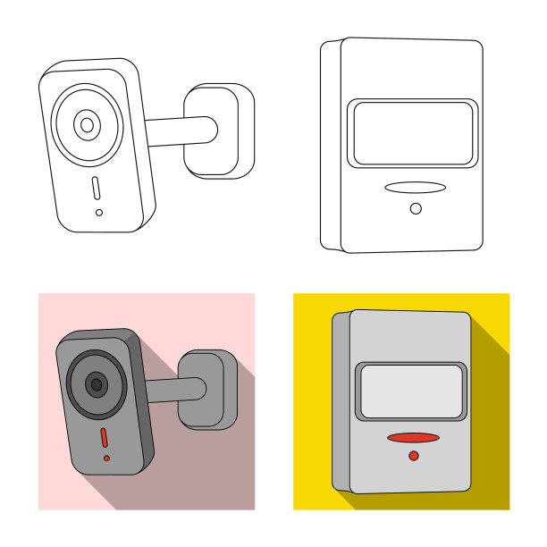 孤立对象的闭路电视和摄像标志集图片下载