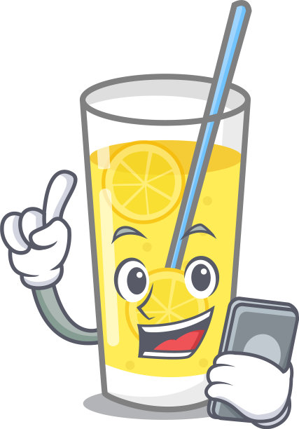 以电话柠檬水人物卡通风格图片下载