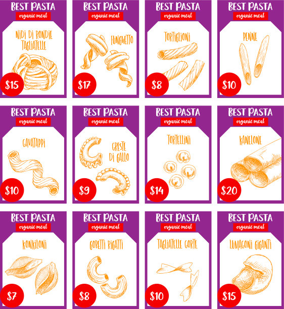 意大利餐厅面食素描价格卡图片下载