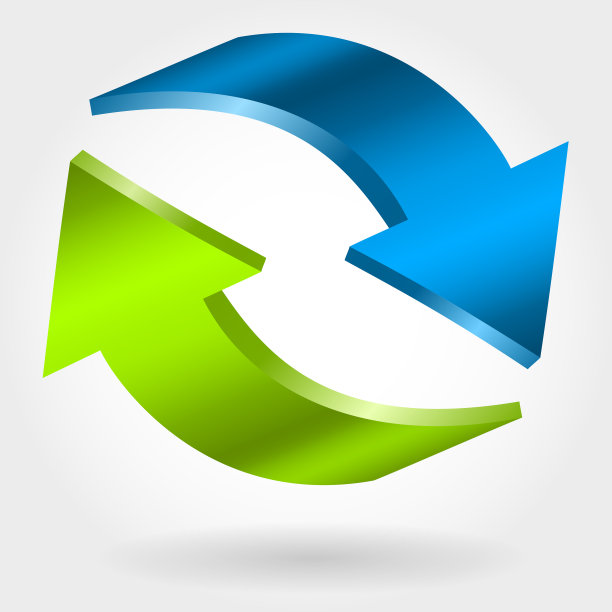 计数器蓝色和绿色箭头3d图片下载