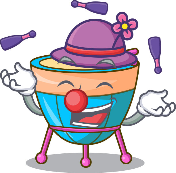 杂耍卡通定音鼓孤立上的吉祥物图片下载