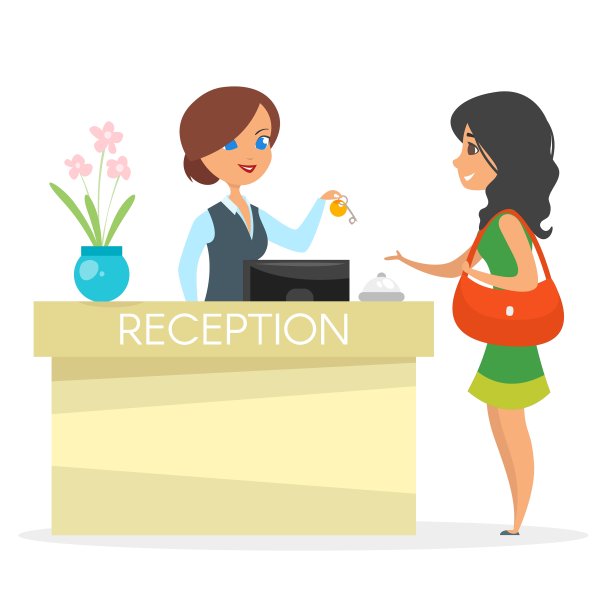 卡通风格的酒店接待图片下载