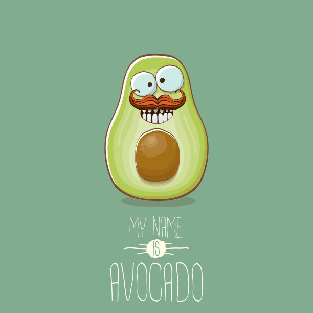 有趣的卡通可爱的绿色鳄梨角色图片下载