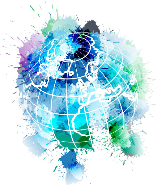 满是五颜六色的垃圾飞溅的地球仪图片下载