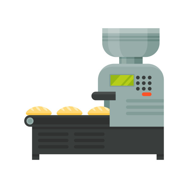 输送带上有面包段的面包图片下载