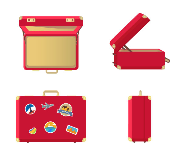 一套皮革古董手提箱关闭和打开图片下载