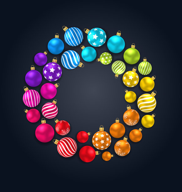 收集彩色圣诞玻璃球上的黑暗图片下载