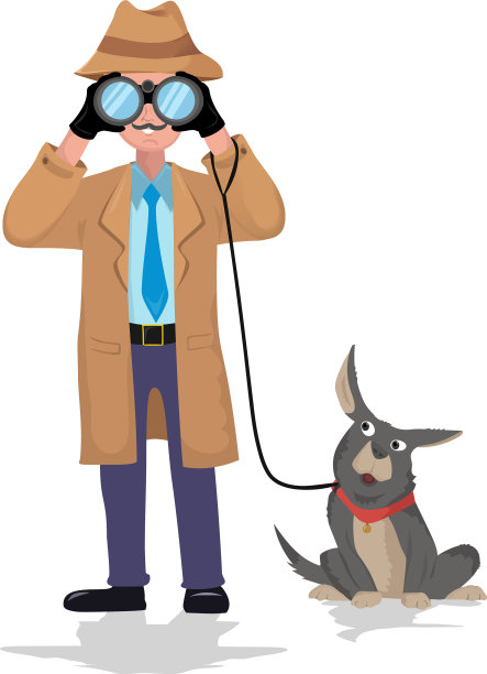 带着双筒望远镜和警犬的侦探图片下载