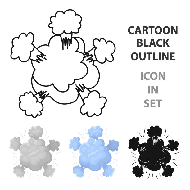 爆炸图标在卡通风格孤立的白色图片下载