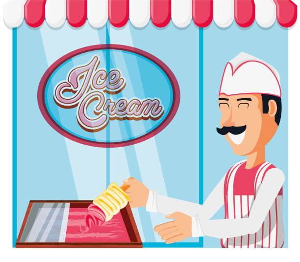 冰淇淋售货员与风味机图片下载