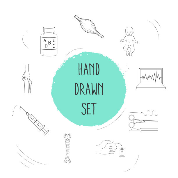 一套药品图标线条样式符号用图片下载