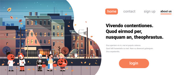 穿着怪物服装的孩子们在夜晚的小镇上行走图片下载