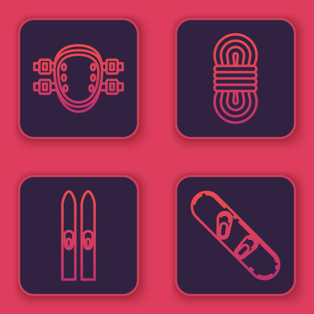 设置绳索、护膝、滑雪板和攀登者绳索图片下载