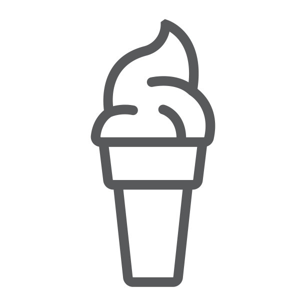 冰淇淋线性图标，食品和甜点标志图片下载