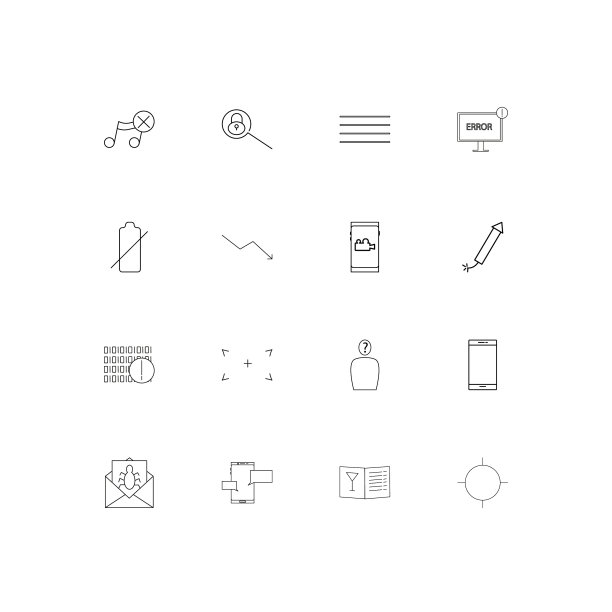 物联网简单线性图标集图片下载