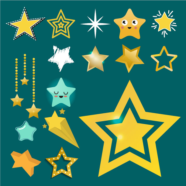 不同风格的闪亮星形图标图片下载