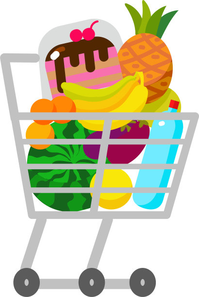 满载超市购物车的购物车图片下载