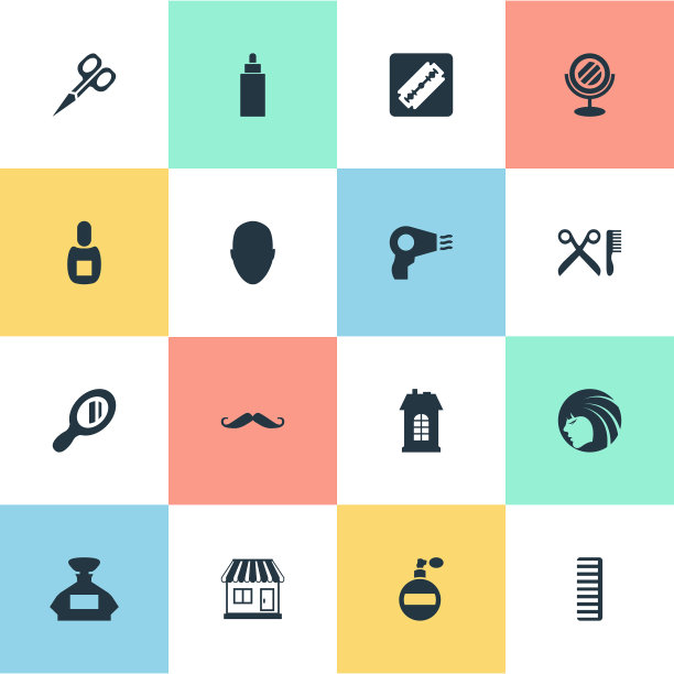 一套简单的理发师图标图片下载