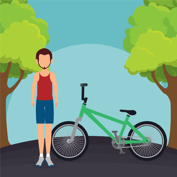 在风景中骑着自行车的人图片下载