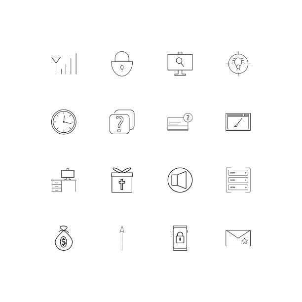 物联网简单线性图标集图片下载