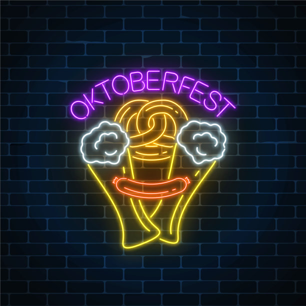 霓虹灯闪烁的啤酒节与图片下载