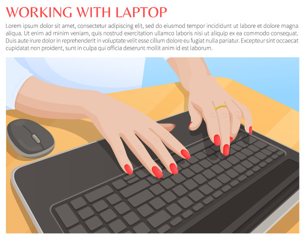 手放在键盘上使用笔记本电脑横幅图片下载