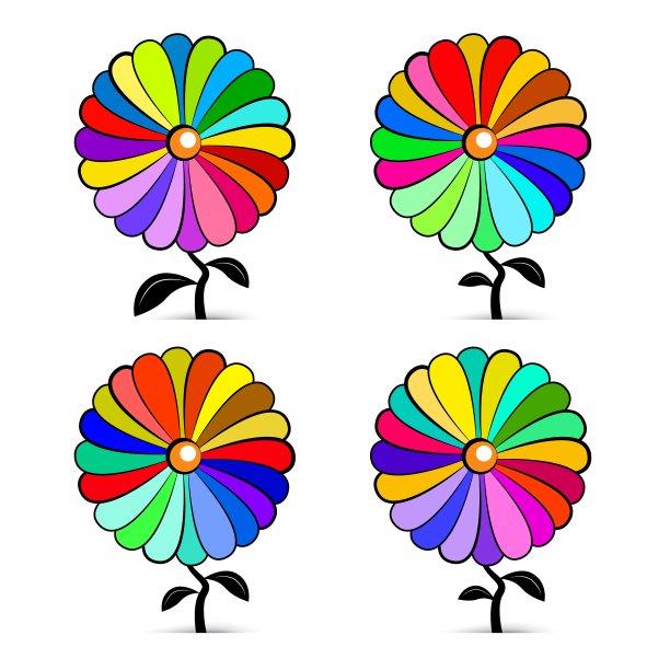 抽象复古彩色花集图片下载