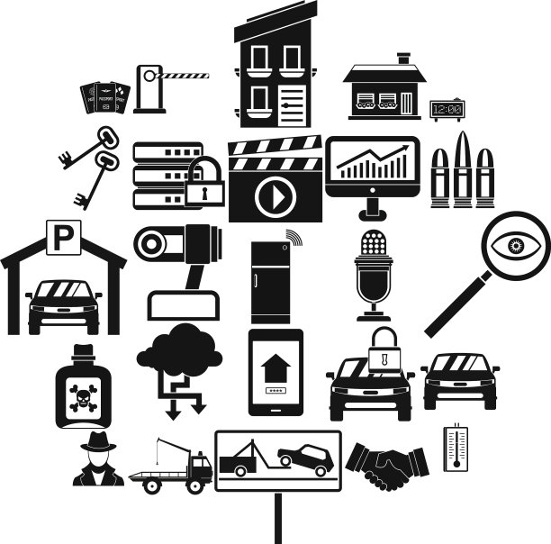 汽车记录仪图标设置简单风格图片下载