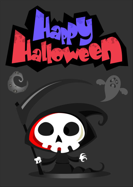 幽灵万圣节用镰刀死亡的卡通图片下载