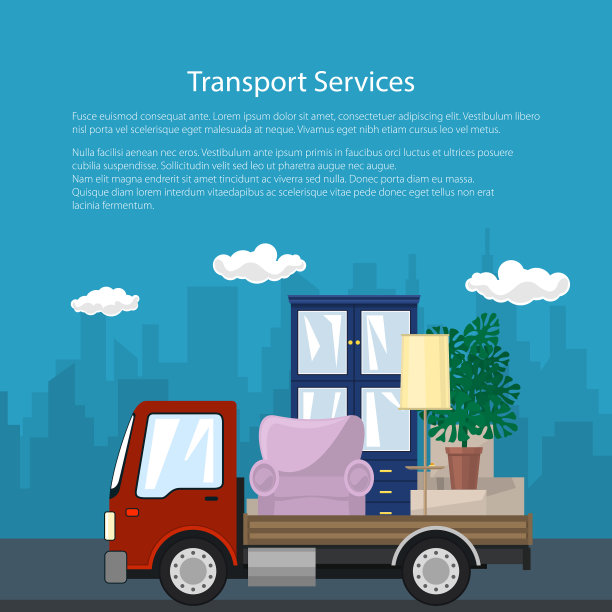 海报卡车在运送家具图片下载