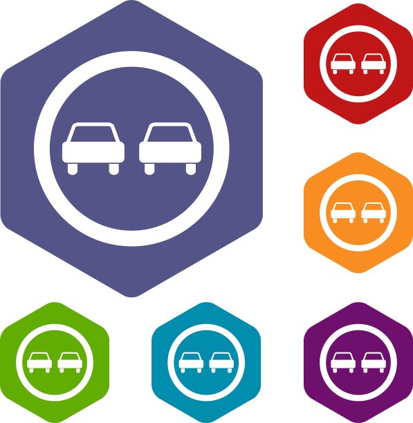 无超车道路交通标志图标集图片下载
