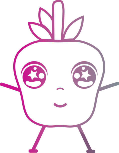 线卡哇伊可爱快乐的苹果水果图片下载