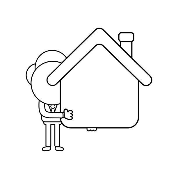 商人性格持有房子黑色轮廓图片下载