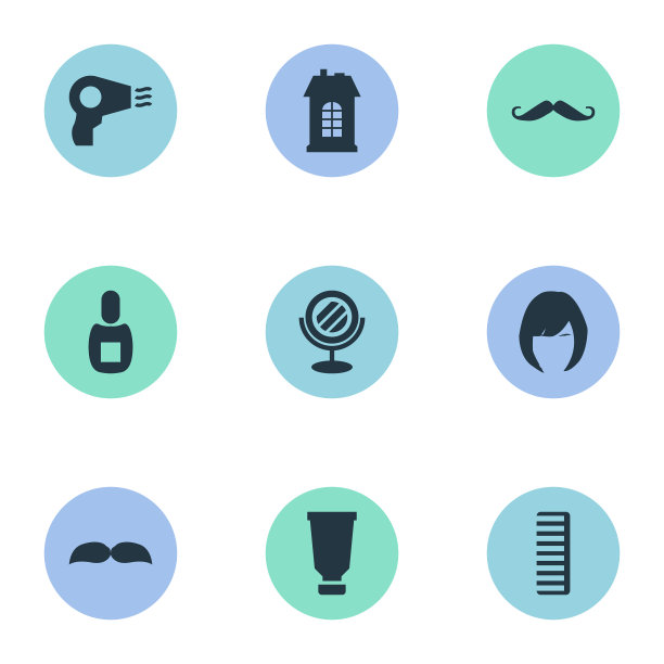 一套简单的美容师图标图片下载